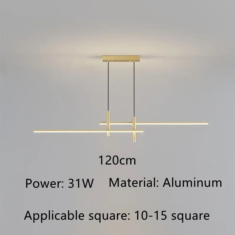 Modern Gold & Black LED Dining Chandelier — Minimalist Kitchen Pendant Fixture