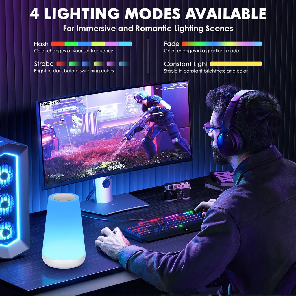 13-Color Rechargeable Night Light — Touch & Remote Dimmable RGB Lamp