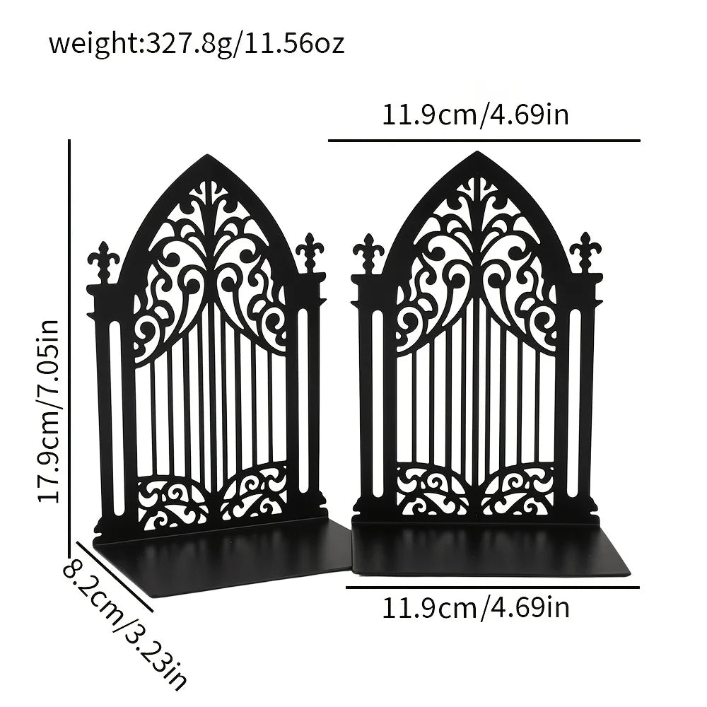 Metal Decorative Bookends — Heavy-Duty Shelf Organizer Set
