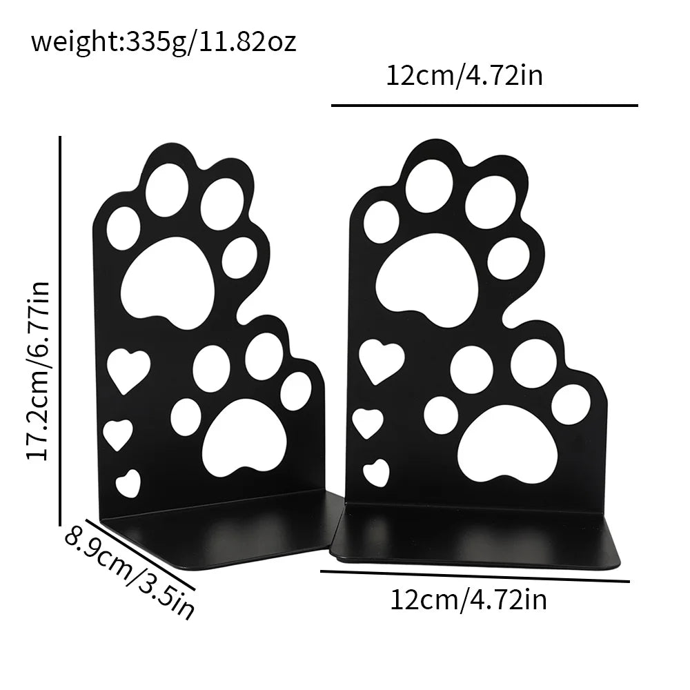 Metal Decorative Bookends — Heavy-Duty Shelf Organizer Set