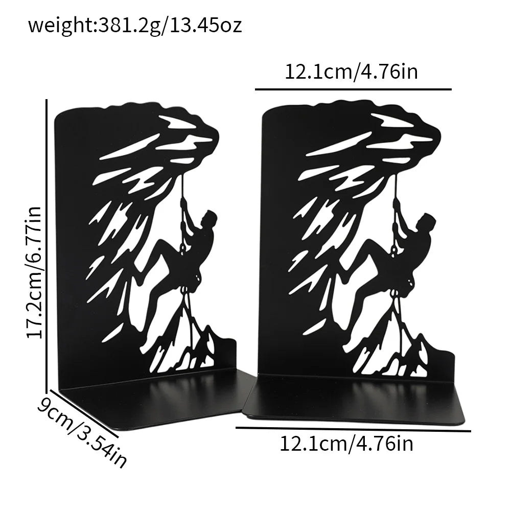 Metal Decorative Bookends — Heavy-Duty Shelf Organizer Set