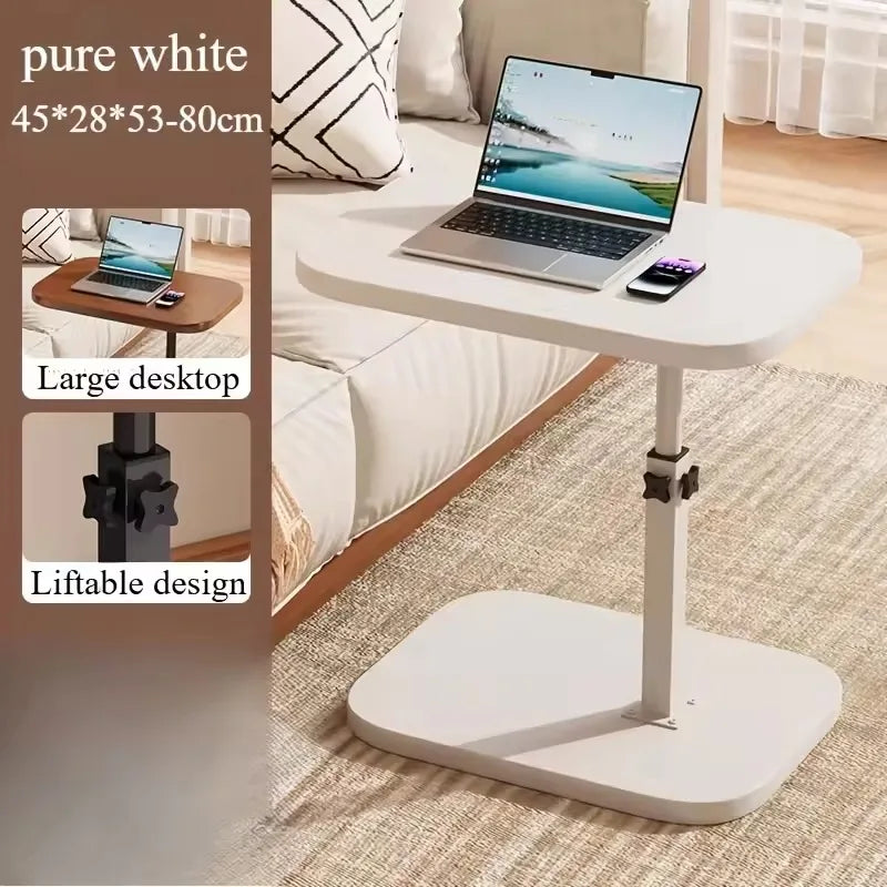 Adjustable Height Wooden Side Table — Portable Sofa & Office Accent Table