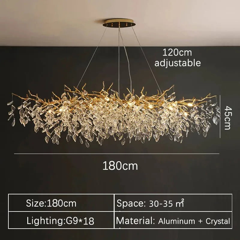 Gold Crystal Chandelier — Luxury LED Ceiling Fixture for Dining & Living Rooms
