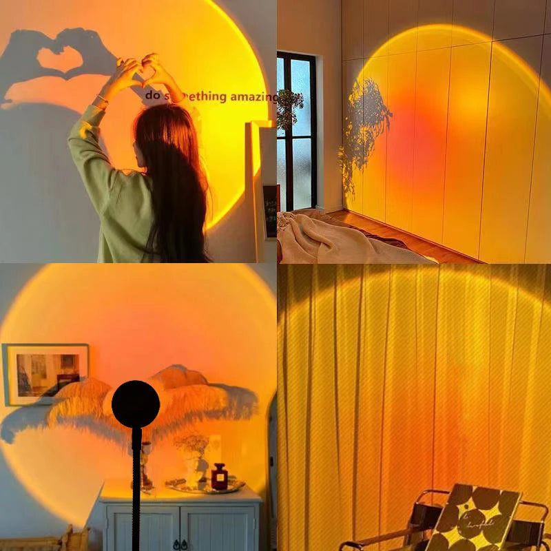 Sunset Projector Lamp — Rotating Mood Light for Photography & Decor