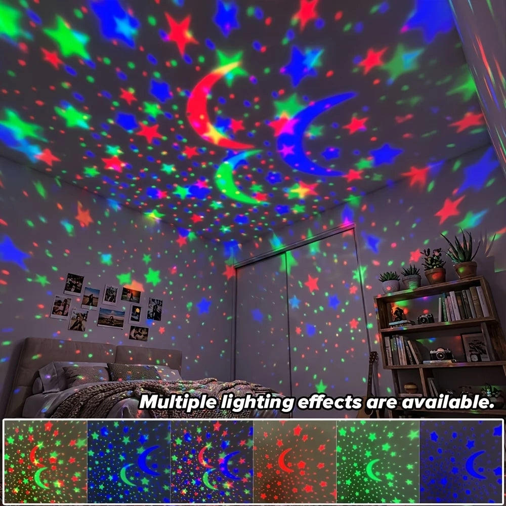 LED Starry Sky Projector Night Light — USB Star & Moon Room Decor