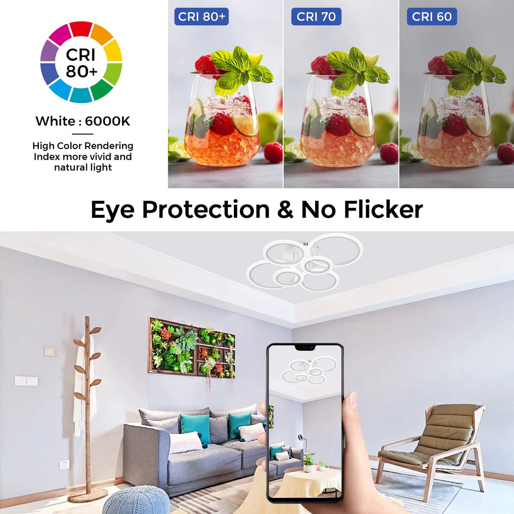 Smart Ring Ceiling Chandelier — App & Remote Controlled LED Light