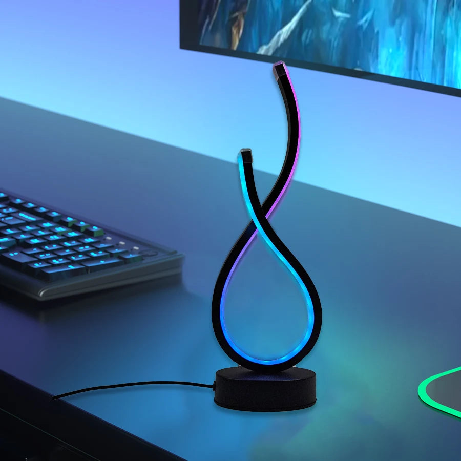 Modern LED Desk Lamp — USB-Powered Adjustable Task Light with RGB Accent