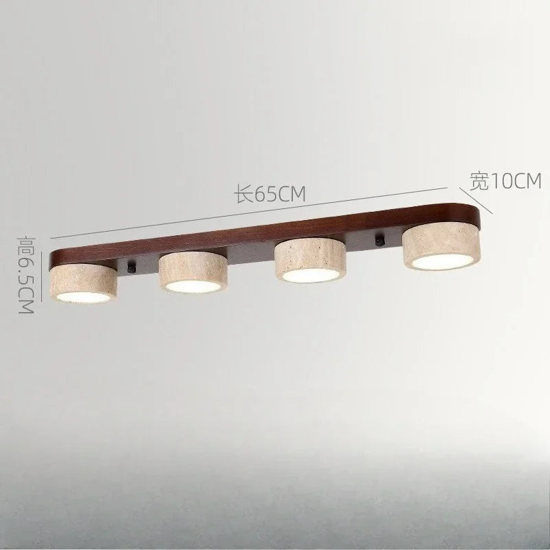 Walnut Gypsum Corridor Ceiling Light — Multi-Head Hallway Fixture