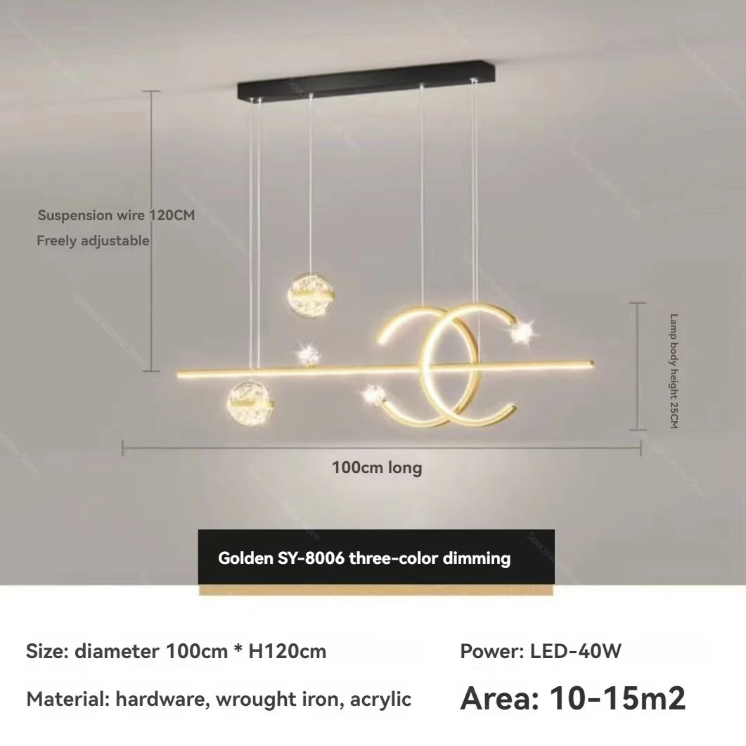 Starry Sky Top Nordic Chandelier — Long Dining Table Pendant Light