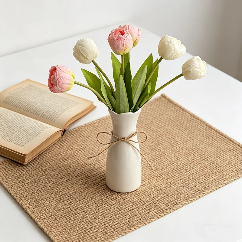 Minimalist White Porcelain Vase — Nordic Living Room & Office Decor