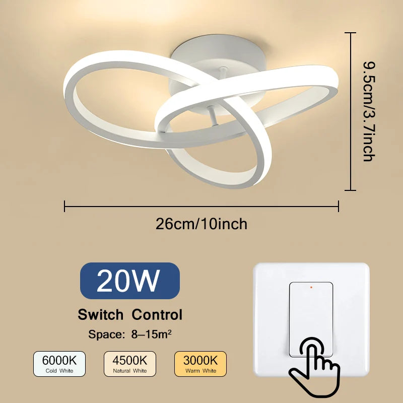 Modern Tri-Color LED Ceiling Light — Surface-Mount Bedroom & Dining Fixture