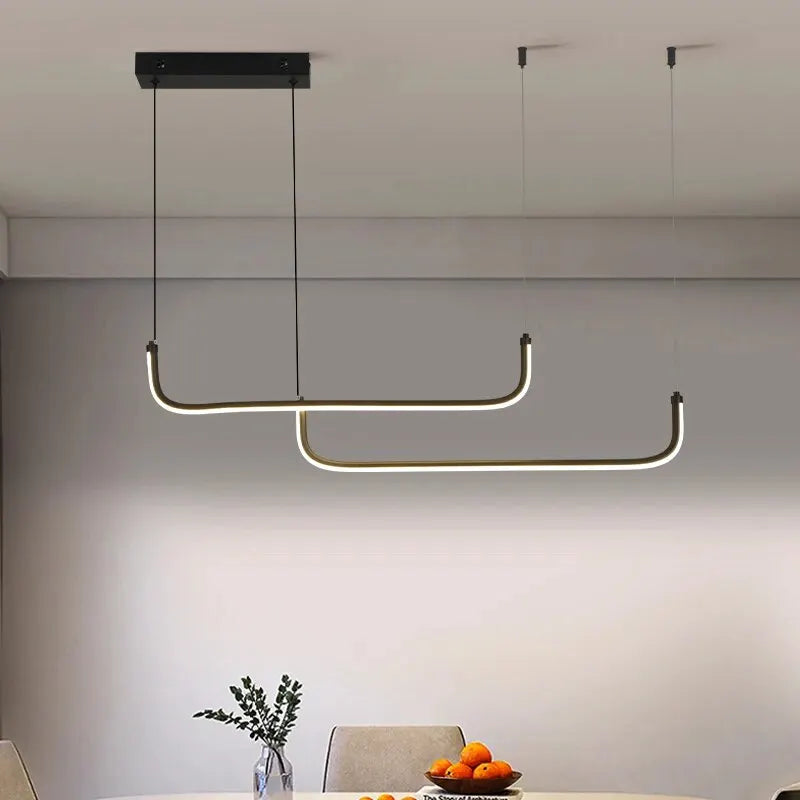 Aluminum Ring Pendant Chandelier — Black Modern Dining Room Light