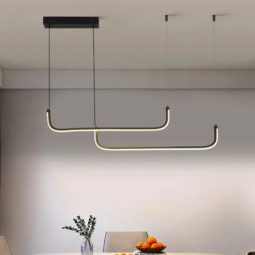 Aluminum Ring Pendant Chandelier — Black Modern Dining Room Light