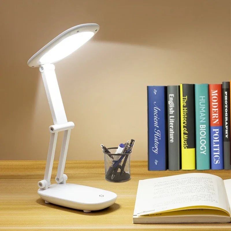 Foldable Touch-Control LED Desk Lamp — USB Rechargeable Eye-Care Light