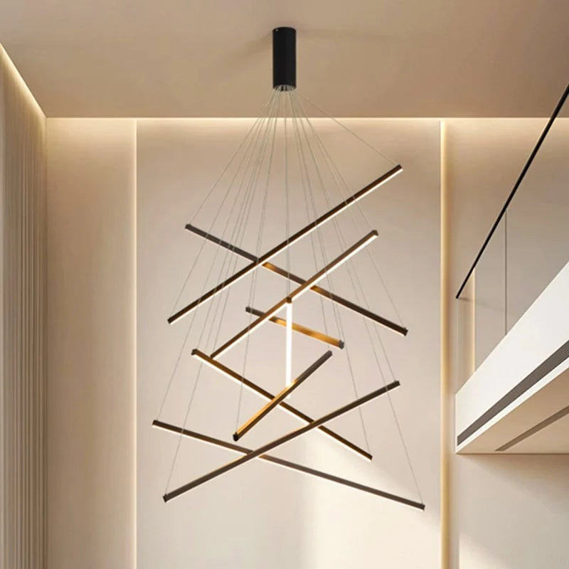 Multi-Head Brushed Steel Chandelier — Dimmable Smart Ceiling Light for Living & Dining Room