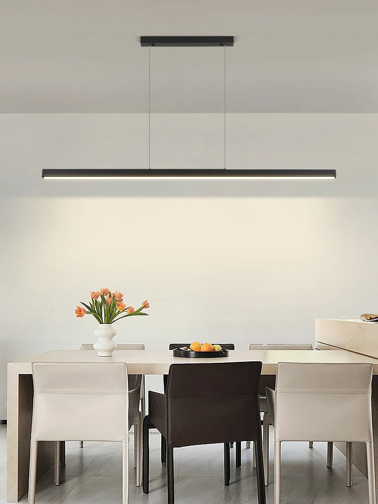 Modern Linear LED Pendant Light — Dimmable Dining Table & Kitchen Bar Fixture