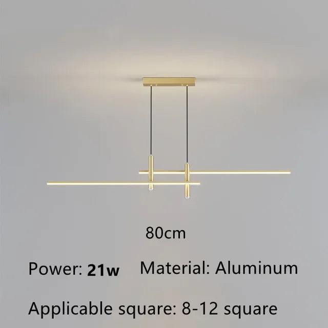 Modern Gold & Black LED Dining Chandelier — Minimalist Kitchen Pendant Fixture