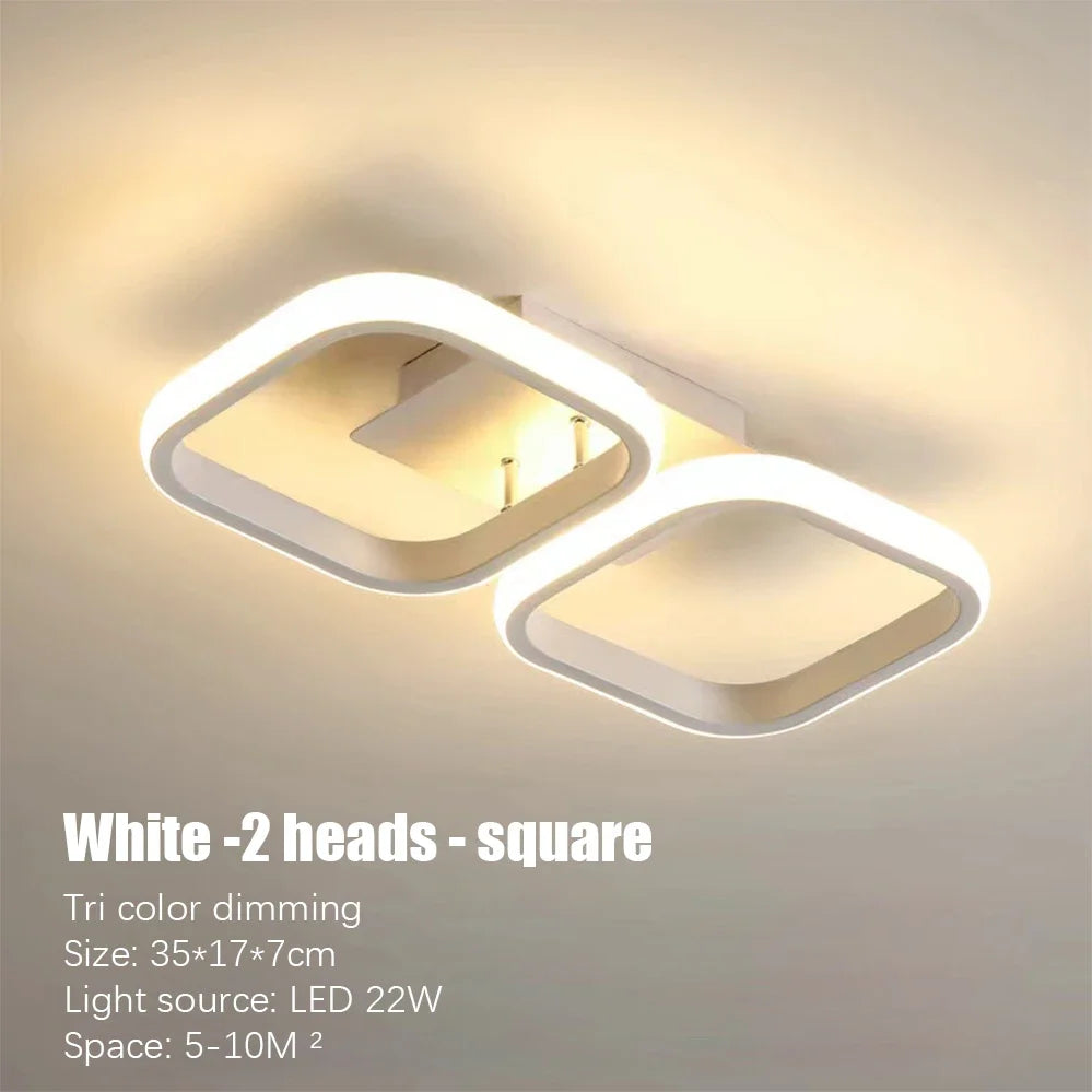 Nordic Tri-Color LED Ceiling Light — Square & Round Corridor Fixture