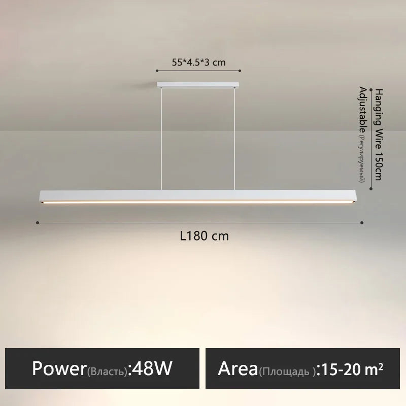 Modern Linear LED Pendant Light — Dimmable Dining Table & Kitchen Bar Fixture