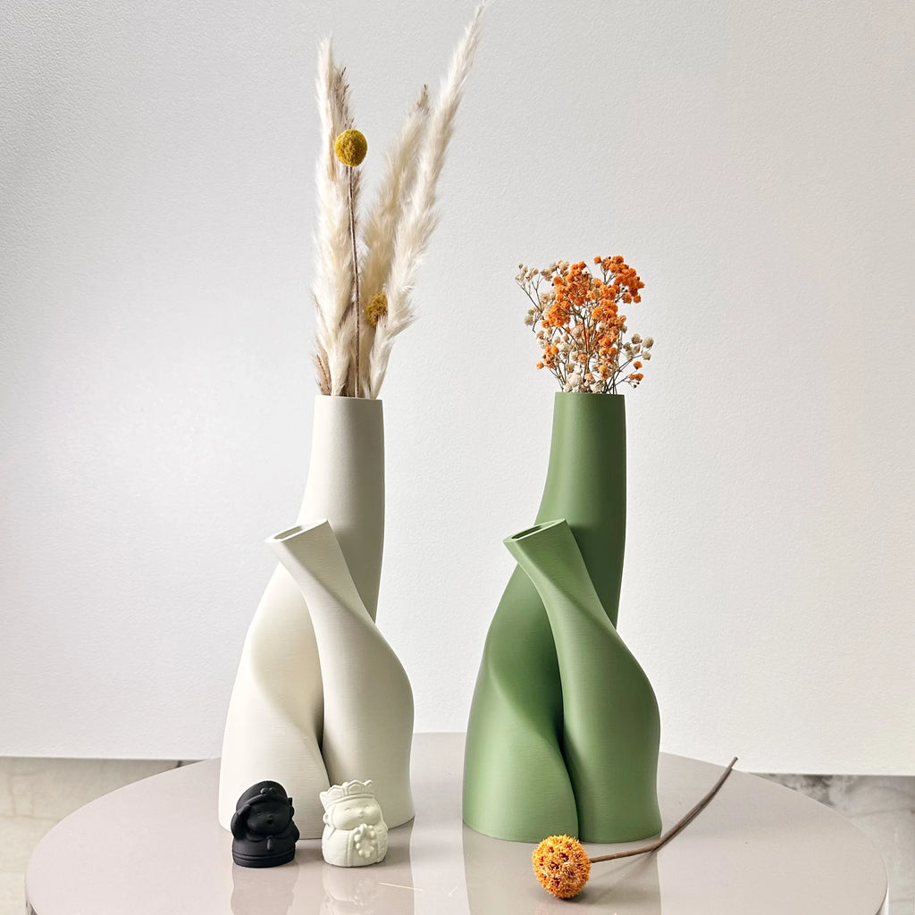 Special-Shaped Double Vase Set (2-Piece) — Sculptural Dried Flower Duo