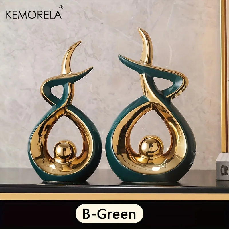 Modern Abstract Ceramic Statue — Sculptural Centerpiece for Living Room
