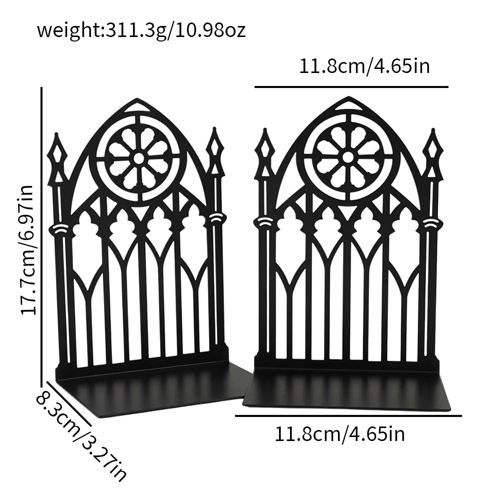 Metal Decorative Bookends — Heavy-Duty Shelf Organizer Set