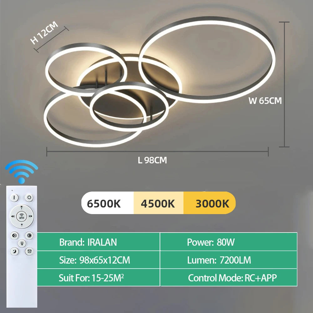 Infinite Dimming Acrylic Chandelier — Modern Multi-Head LED Ceiling Light