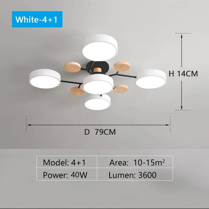 Tri-Color LED Chandelier — Multi-Light Flush Mount Ceiling Fixture