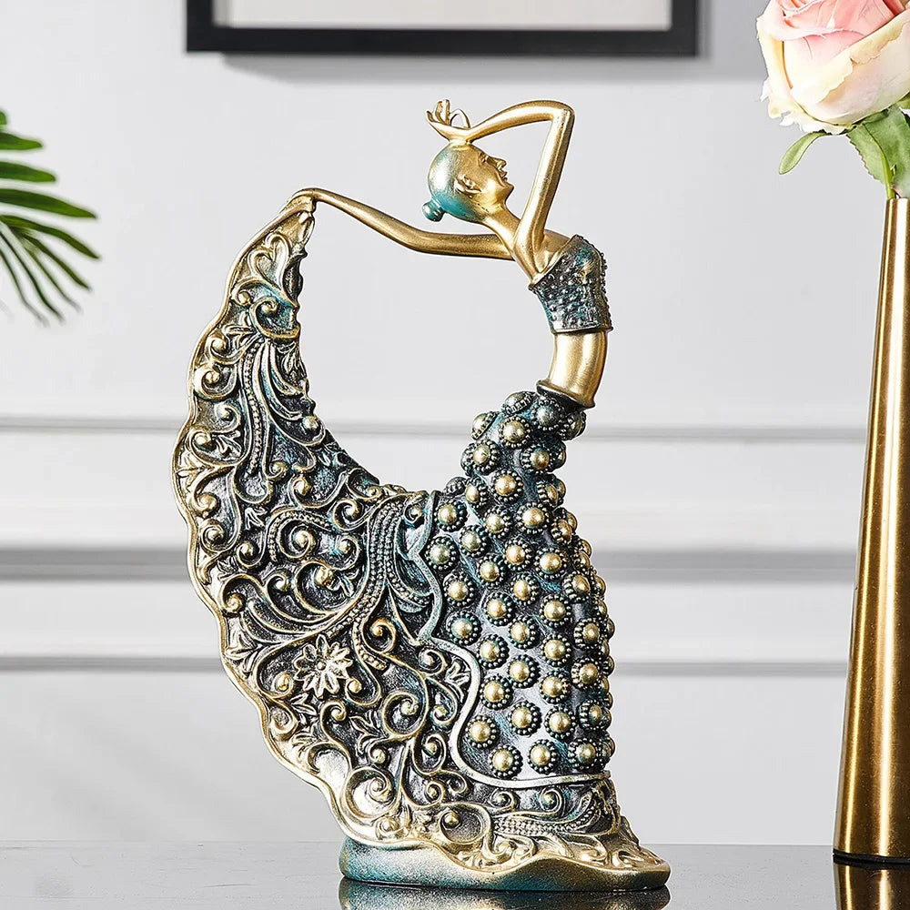 Peacock Dancer Ceramic Sculpture — Luxury Abstract Art Statue