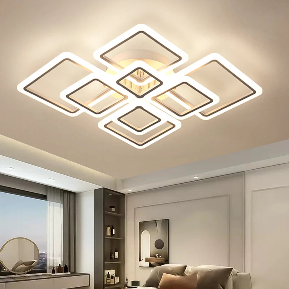 Nordic Square LED Ceiling Light — Remote Control Dimmable Pendant