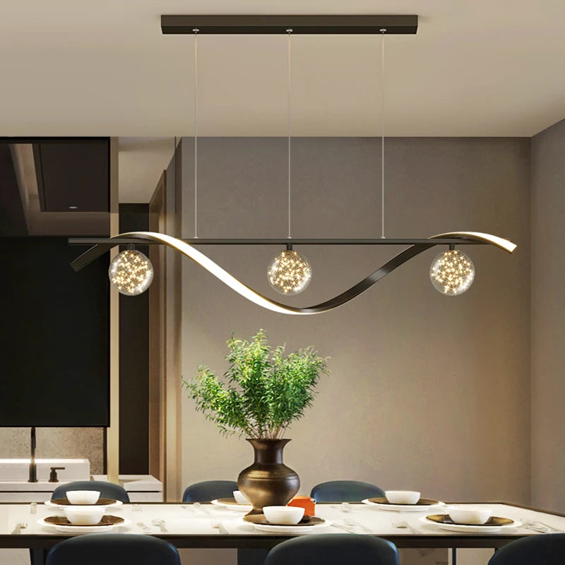 Modern Chrome Glass Chandelier — Smart RC Dimmable Dining Room Light