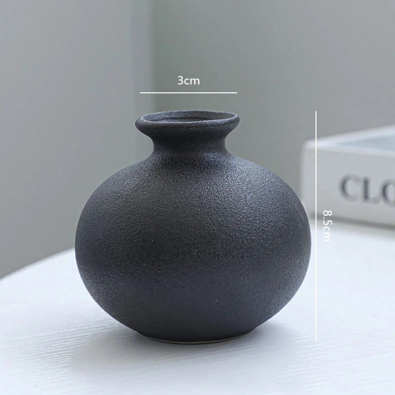 Matte Black Ceramic Vase Set (5-Piece) — Modern Minimalist Centerpieces