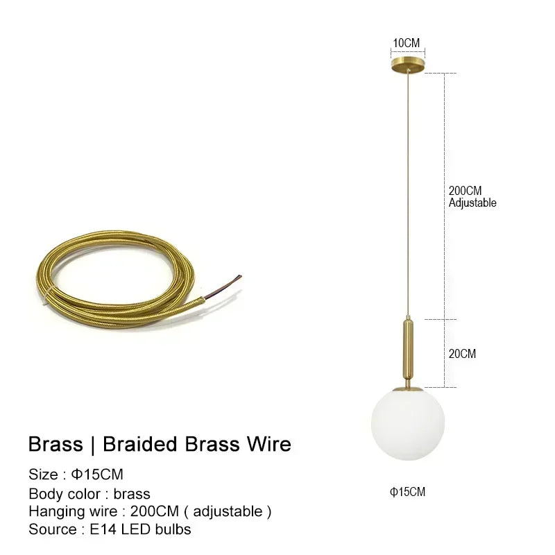 Glass Ball Pendant Light — Frosted Glow Bedside & Kitchen Island Fixture