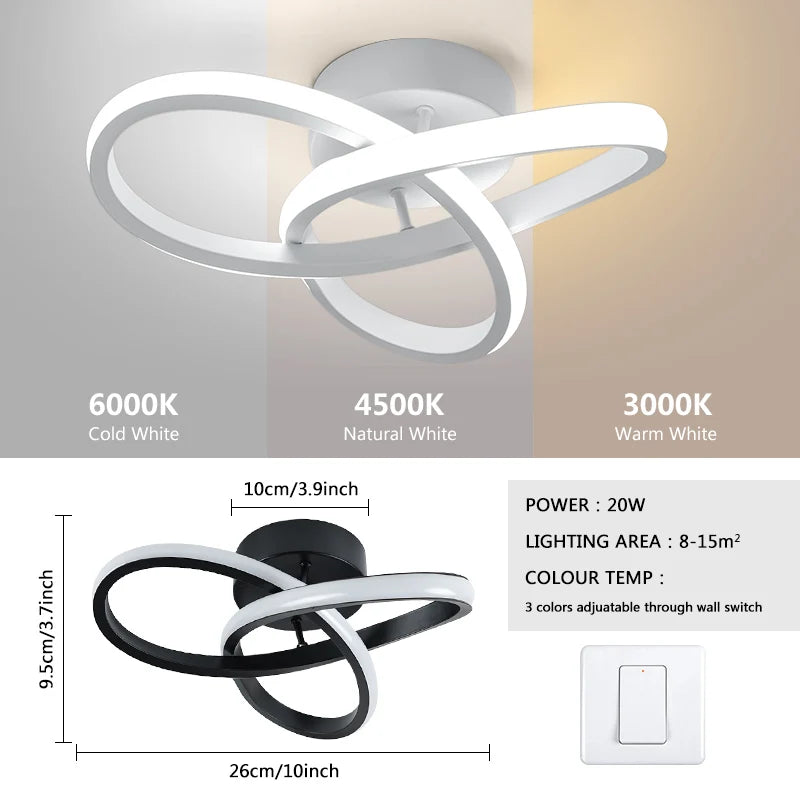 Modern Tri-Color LED Ceiling Light — Surface-Mount Bedroom & Dining Fixture