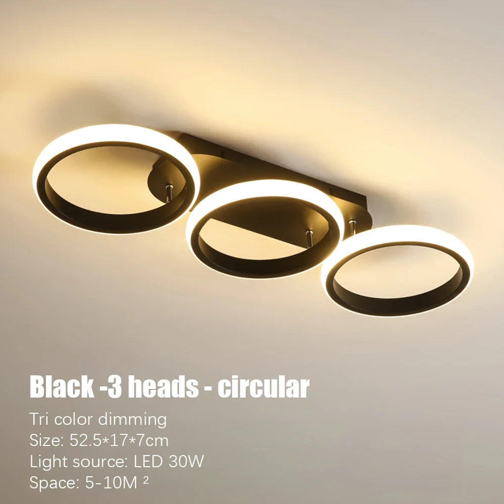 Nordic Tri-Color LED Ceiling Light — Square & Round Corridor Fixture