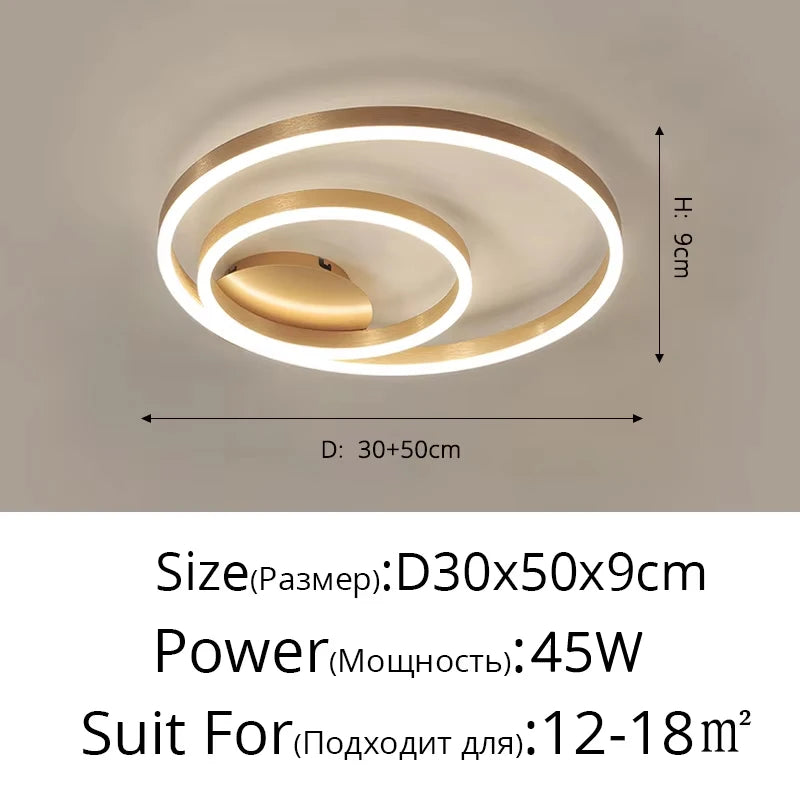 Gold Ring Chandelier — Modern Multi-Circle LED Ceiling Light