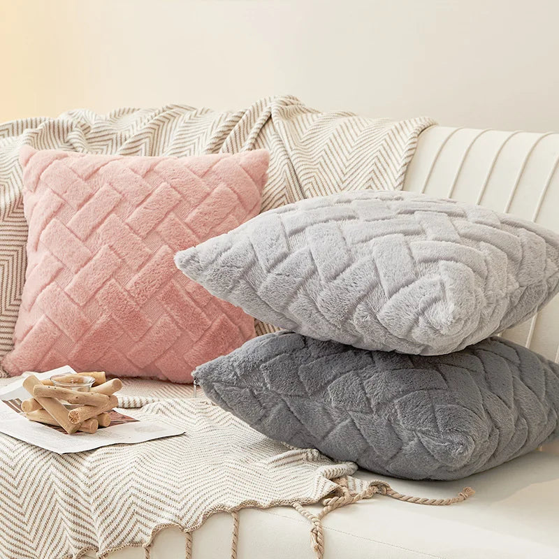 Plush Knit Throw Pillow Cover — Soft Square & Lumbar Cushion Cover