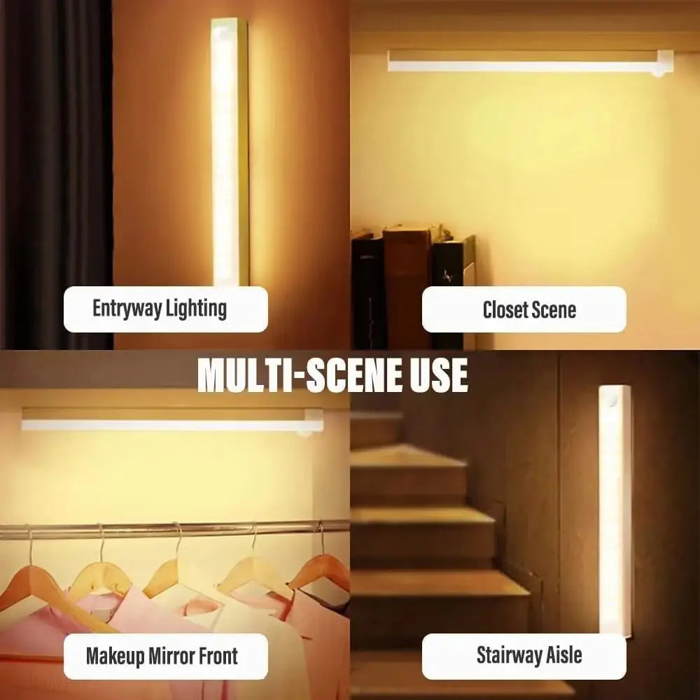 Rechargeable Motion Sensor Cabinet Light — Magnetic Wardrobe & Stair Strip