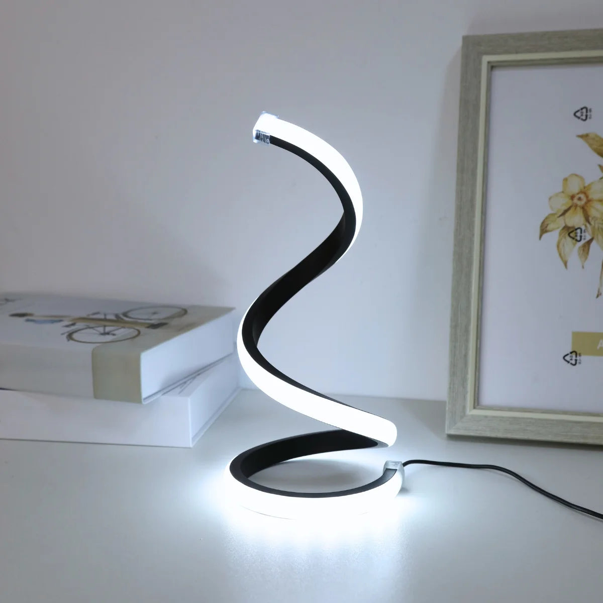 Sculptural Spiral LED Desk Lamp — Tri-Color USB Table Light