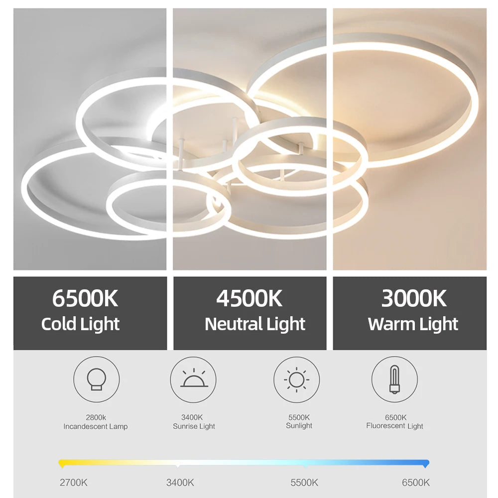Infinite Dimming Acrylic Chandelier — Modern Multi-Head LED Ceiling Light