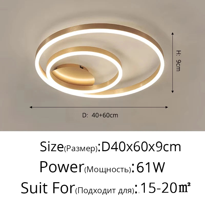 Gold Ring Chandelier — Modern Multi-Circle LED Ceiling Light