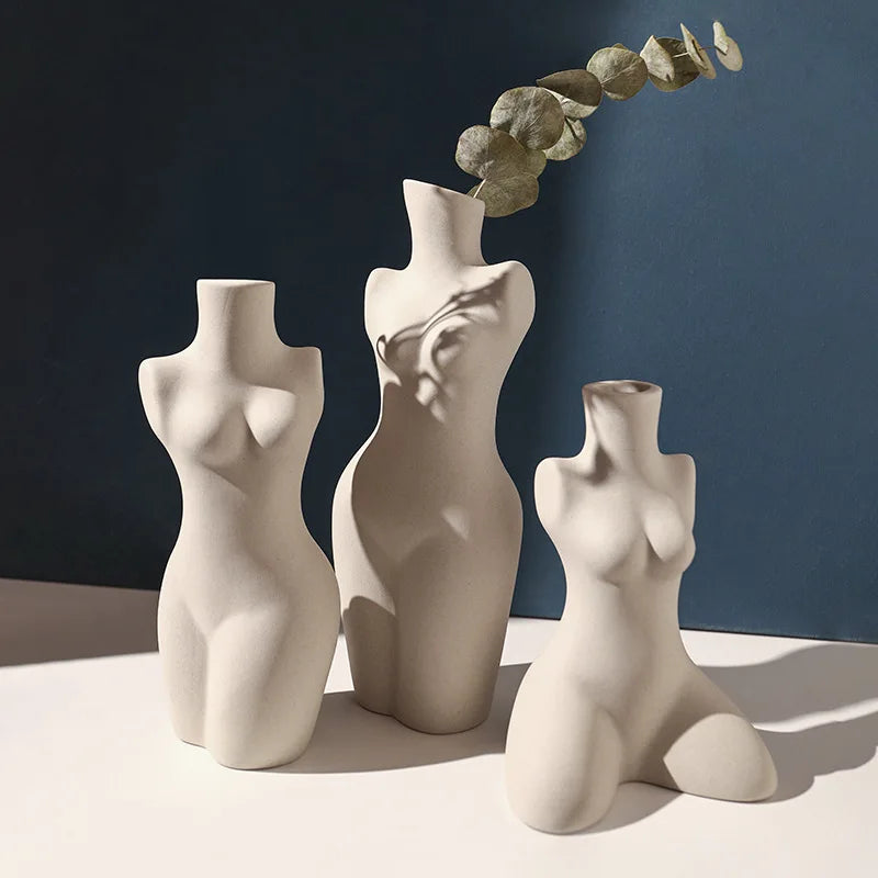 Sculptural Human-Form Ceramic Vase — Silent Wind Art Vessel