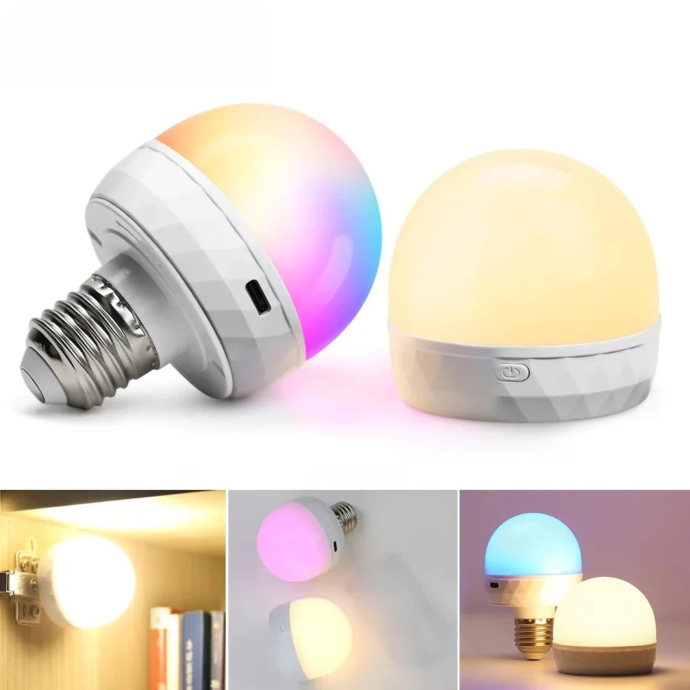 USB Rechargeable RGB LED Bulb — Smart Remote Dimmable Light