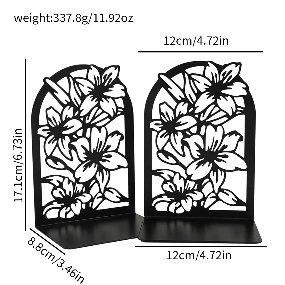 Metal Decorative Bookends — Heavy-Duty Shelf Organizer Set