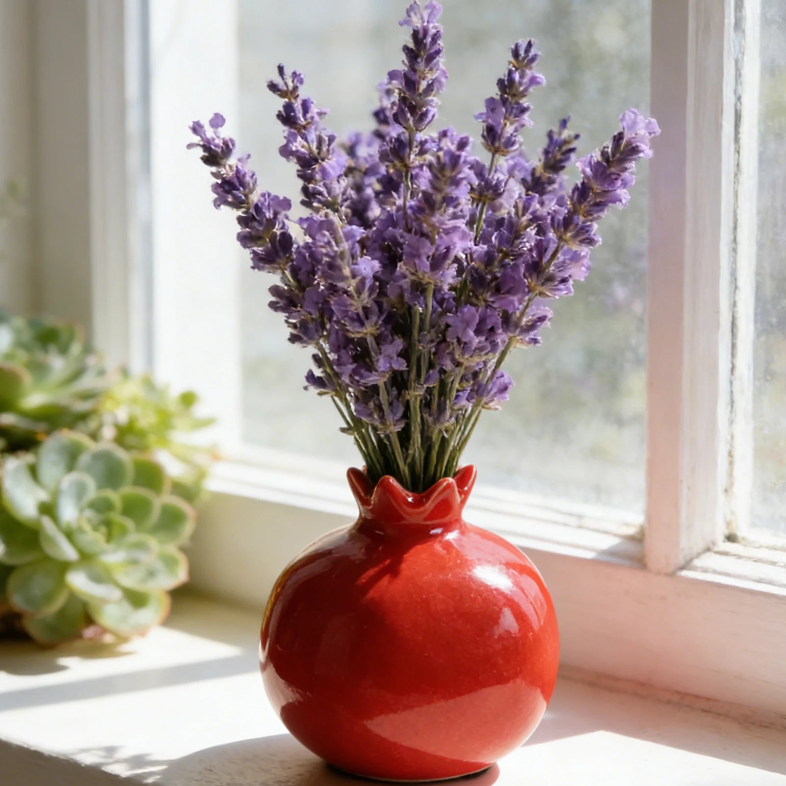 Pomegranate Porcelain Vase — Traditional Chinese-Style Desk Ornament