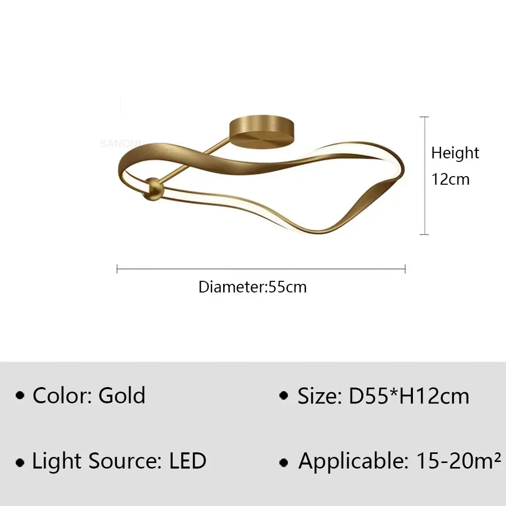 Gilded Round LED Ceiling Light — Modern Nordic Bedroom & Dining Fixture