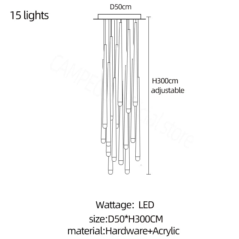 Conical Long Chandelier — Modern Nordic High-Rise Pendant Light