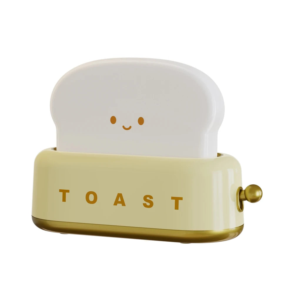 Toaster Alarm Clock Night Light — Dimmable USB Rechargeable Kids Lamp