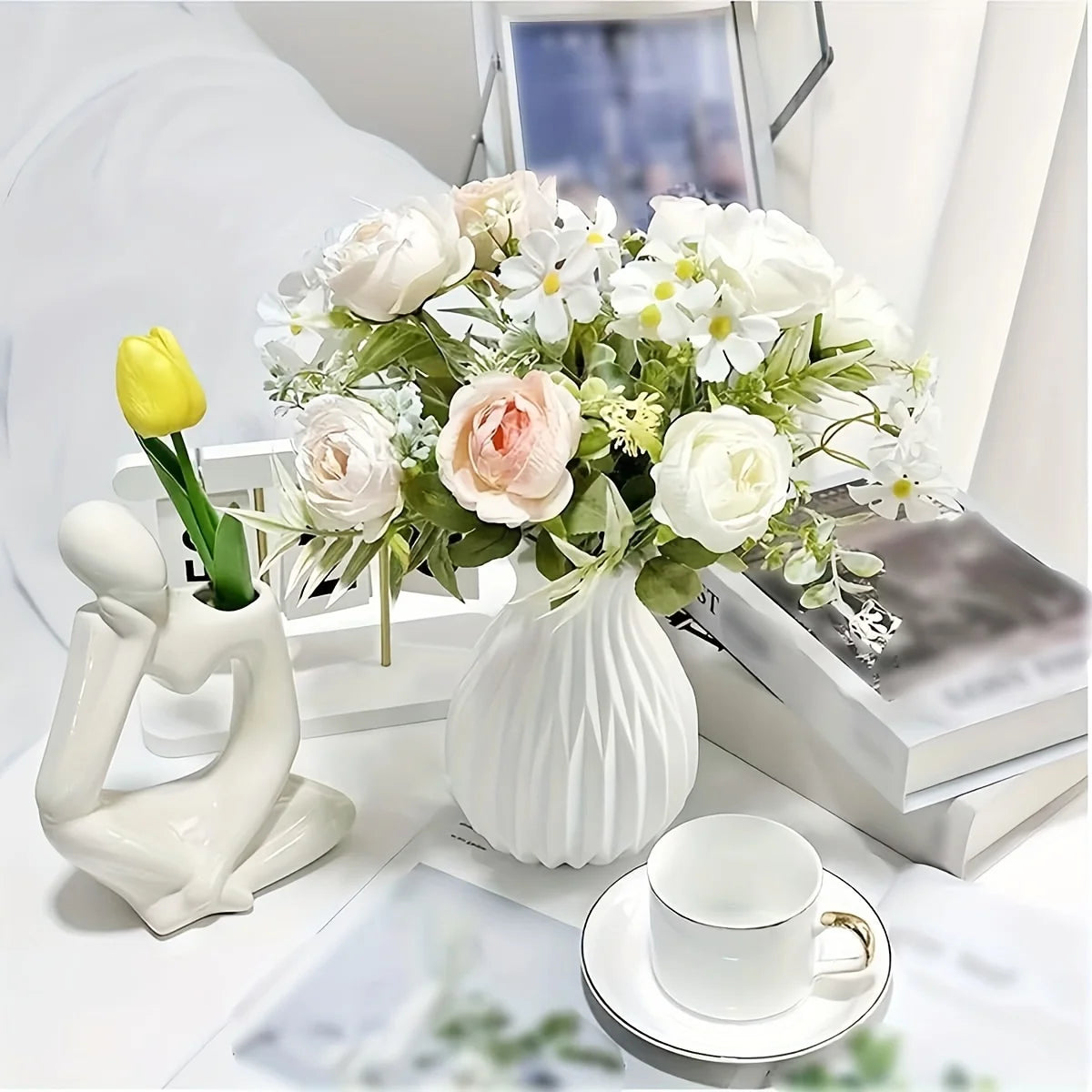 Water Cultivation Ceramic-Look Vase — Minimalist European Home Vessel
