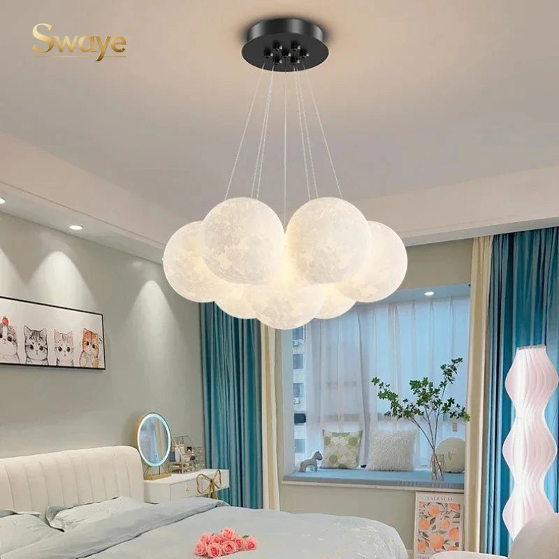 Cream Ball Cluster Chandelier — Modern Orb Pendant Ceiling Light